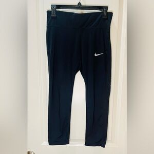 Nike Midnight Black Leggings with Side Vents & Drawstring Size M